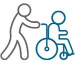 Symbolbild Pflege Symbolbild Pflege – Eine pflegende Person mit einem Pflegebedürftigen im Rollstuhl