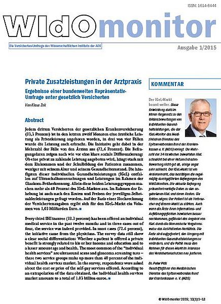 Cover der WIdO-Publikation WIdOmonitor 1/2015