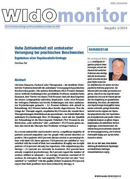 Cover der WIdO-Publikation WIdOmonitor 1/2014