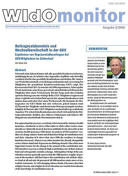 Cover der WIdO-Publikation WIdOmonitor 2/2006