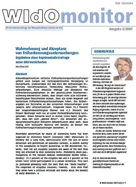 Cover der WIdO-Publikation WIdOmonitor 3/2007