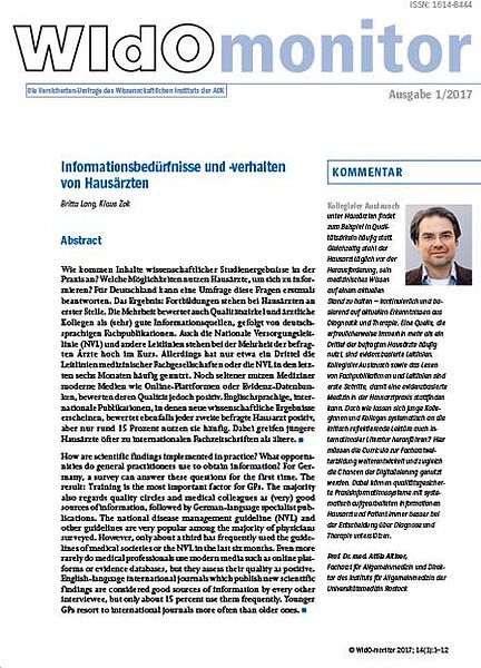 Cover der WIdO-Publikation WIdOmonitor 1/2017